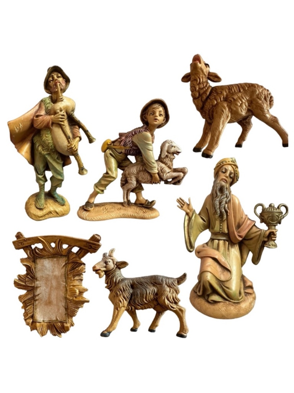Vtg 1983 Fontanini Nativity Set 6 Figures Depose Italy Heirloom Christmas Manger